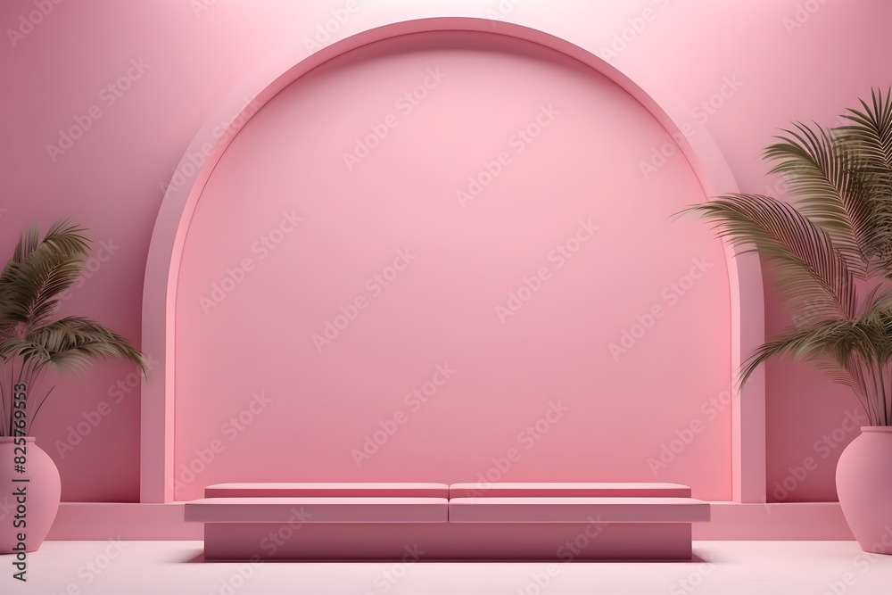 Minimalist Pink Arched Interior Architecture Studio Background for Product Display Minimalist Pink Arched Interior Architecture Studio Background for Product Display