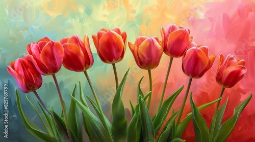  Mother s Day Celebration   Lovely Tulips on a Colorful Background