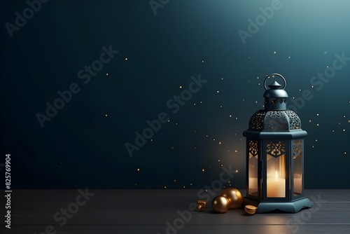 Ramadan with Arabic Lantern and Decorative Background