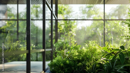 Serene Architectural Greenhouse Reflecting the Lush Natural Surroundings