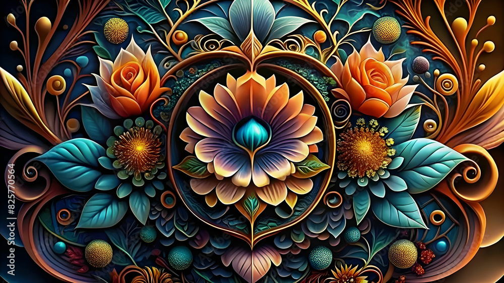 Arabesque Style Background Design Luxury Royal Floral Ornamental Mandala in Dynamic Colors.