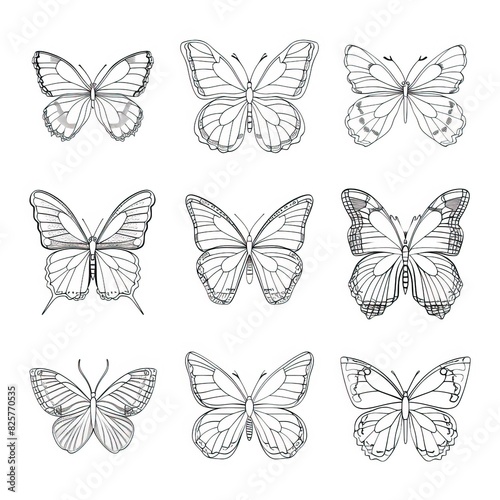 Butterfly continuous line drawing elements set isolated on white background, butterflies design, butterfly drawing © CREATIVE STOCK