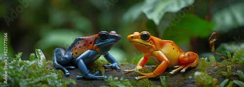 A rainforest's Dendrobates leucomelas poison dart frog. photo