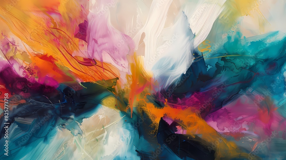 Vibrant and dynamic brushwork shaping an abstract tapestry of color and texture, capturing the imagination