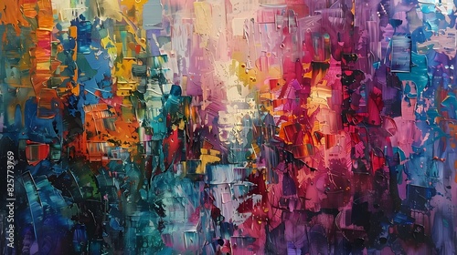 Vibrant and dynamic brushwork coming together to create an abstract tapestry of color and texture