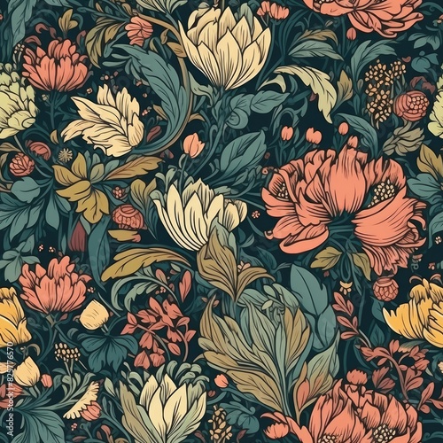 Floral seamless pattern, flower pattern, background.