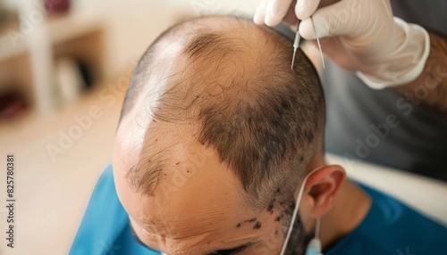 A man is getting his hair cut by a doctor.