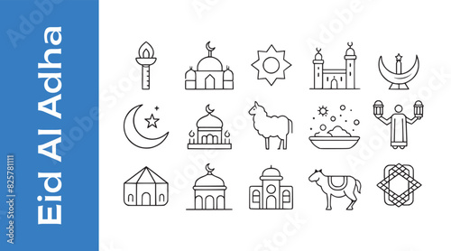 Eid Al Adha Icon Set with editable icon set. 