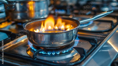 The faint smell of gas mixes with the aroma of cooking food on the stove.