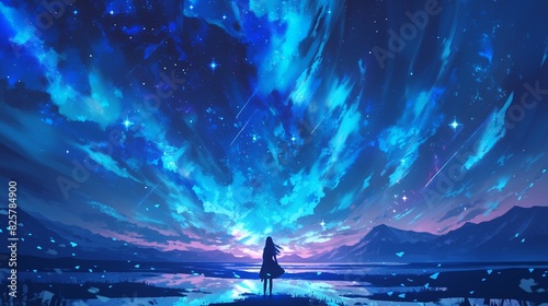 綺麗なオーロラのある空の風景6