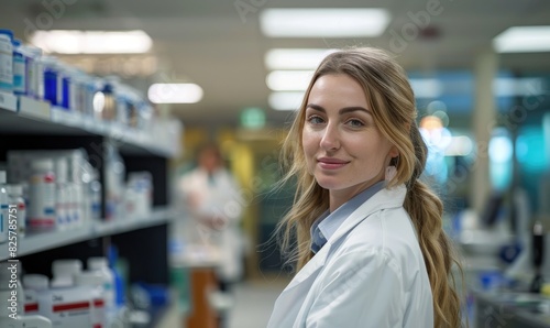 Confident female pharmacist at hospital