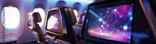 entertainment system, hightech screen, close up, inflight enjoyment