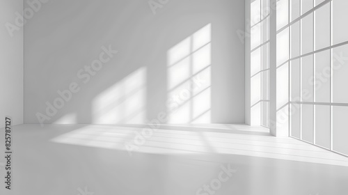 Abstract white background with shadows and light  modern interior design for product presentation. Mock up template in the style of modern interior design