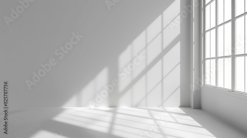 Abstract white background with shadows and light, modern interior design for product presentation. Mock up template in the style of modern interior design
