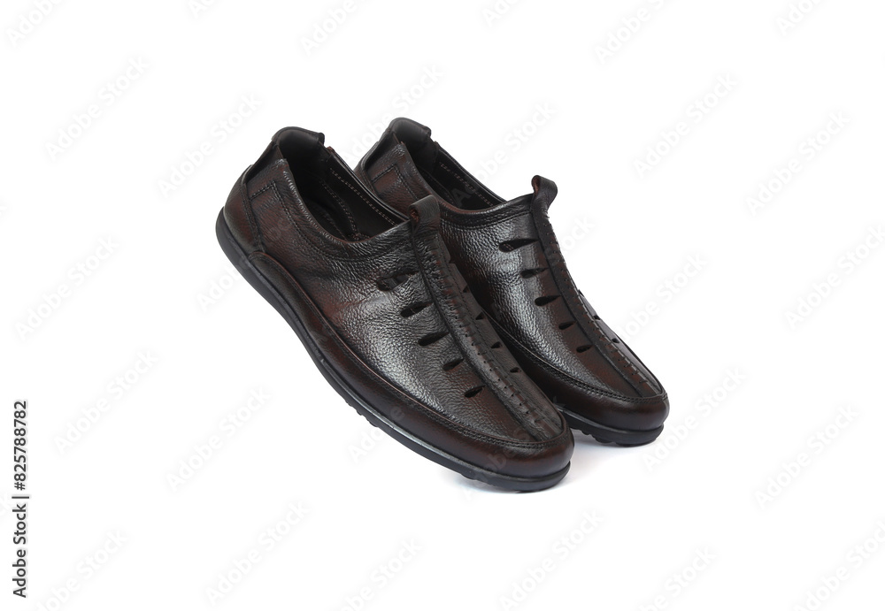  genuine leather sandals pair isolated