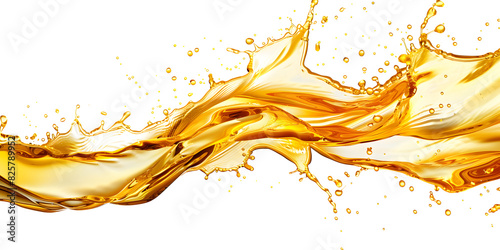  Cooking oil splash with oil drop falling on Closeup golden oil splash isolated on white background Liquid shape Fresh engine oil liquid eco nature. 3d render.