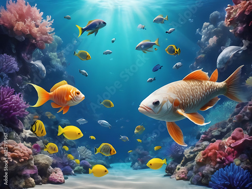 A Beautiful portrait of the aquatic life for background with copy space 
