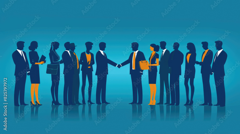 llustration of Businesspeople Shaking Hands in Agreement