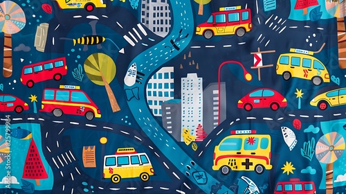 Vibrant Blanket Design for Boys Featuring Racing Cars, Monster Trucks, Helicopters, and More on Roads