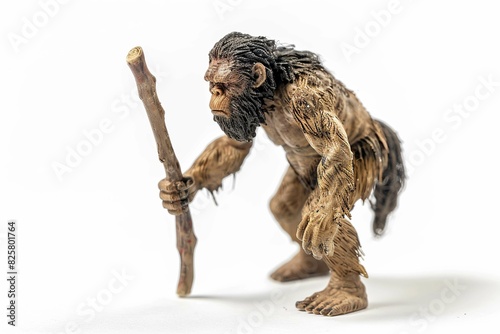 Miniature Neanderthal, isolated on white