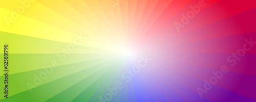 鮮やかな虹色の放射状グラデーションのバナー、ヘッダーデザイン