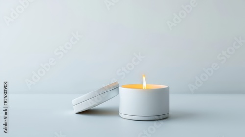 Modern White Candle Mockup with Copyspace for Spa and Relaxation