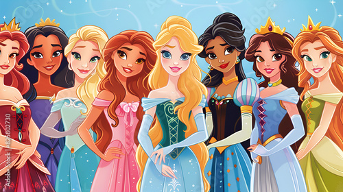 Big Bundle cute collection of beautiful princess, generative Ai