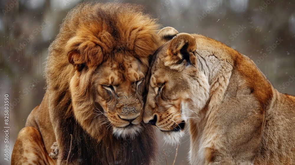 Fototapeta premium Majestic Lions in Love: The Bonds of Pride