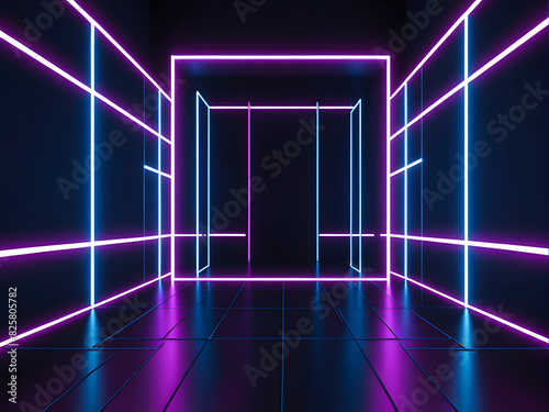 Geometric shapes neon lights background