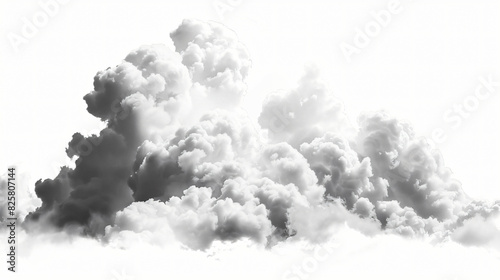 grayscale of a large, billowing cloud that takes up most of the space.