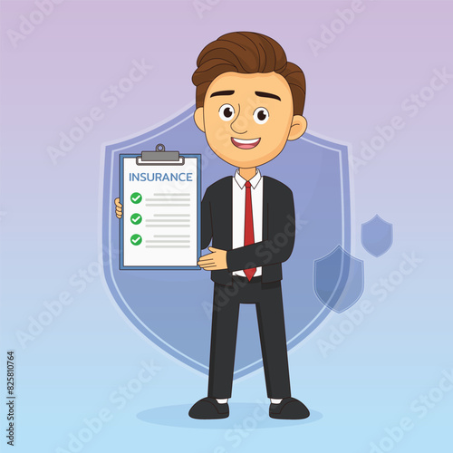 Young man with insurance document in his hands
