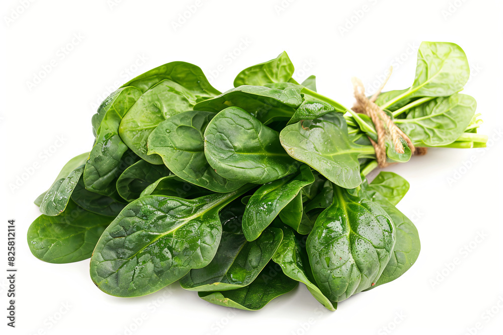 Bunch of spinach leaves isolated on white Bunch of spinach leaves isolated on white
