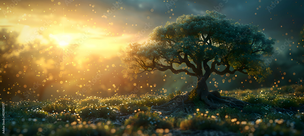 Fototapeta premium A sophisticated tree diagram illustrating hierarchical structures, with branches spreading out neatly and intuitively