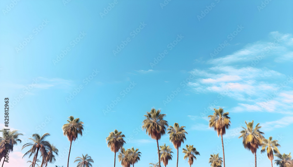 Fototapeta premium palm trees and blue sky background