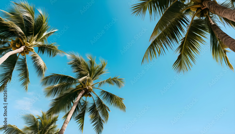 palm trees and blue sky background