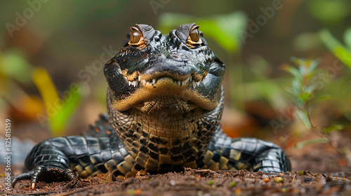 Black caiman Melanosuchus niger Amazon rainforest, generative Ai