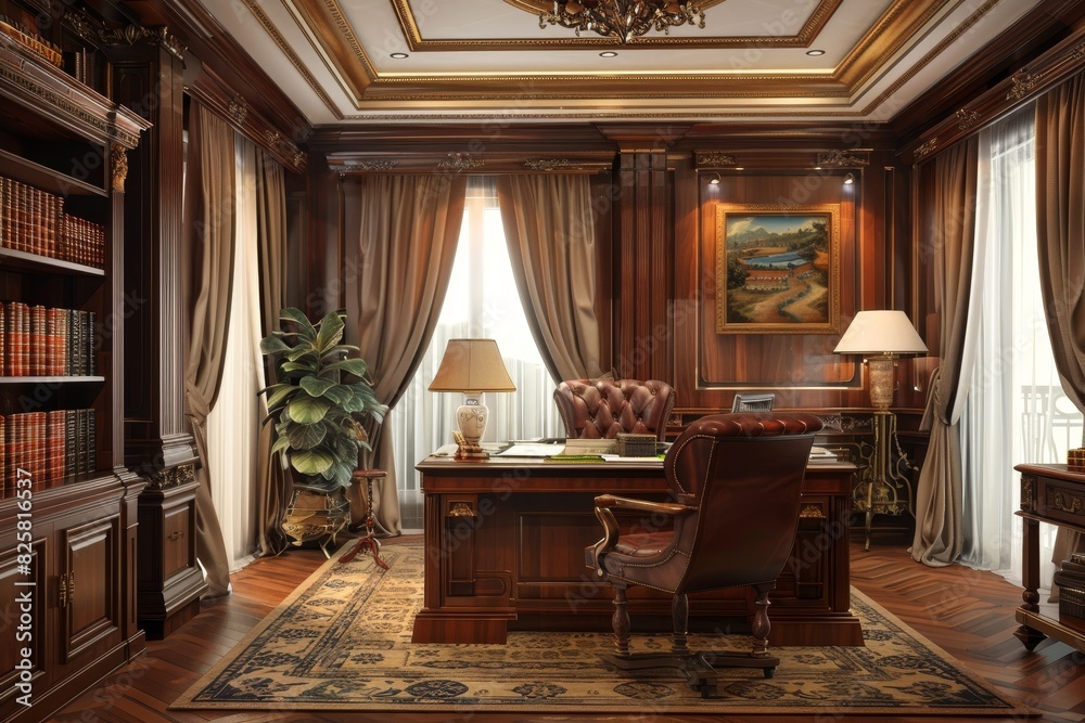 Fototapeta premium Classical Office Workspace Interior