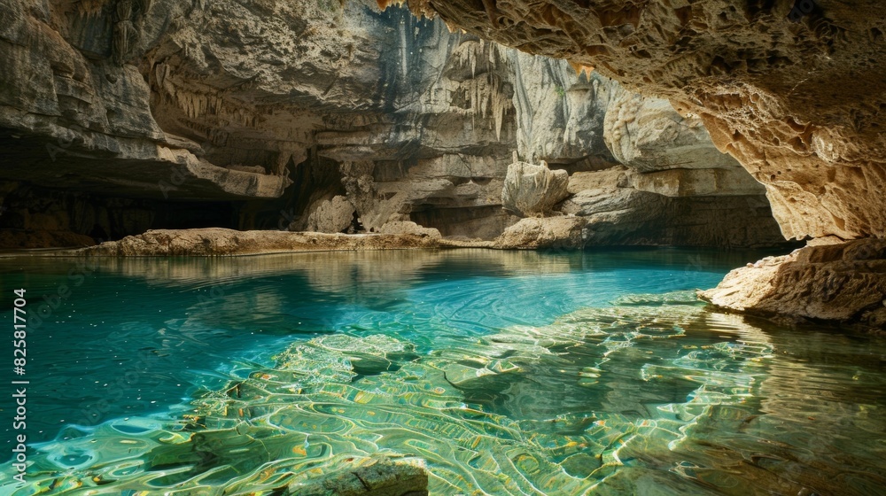 The pool is hidden within a cavern deep underground creating a sense of mystery and wonder for those who happen upon it.