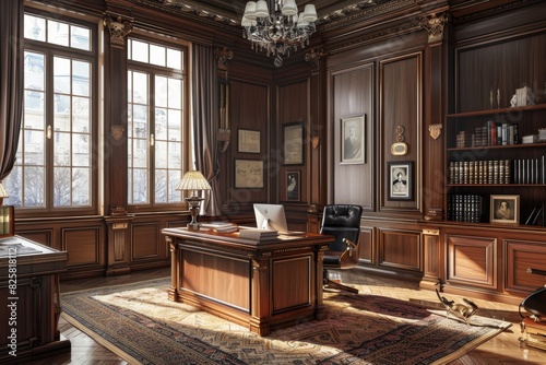 Classical Office Workspace Interior