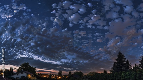 A mysterious and enchanting view of the night shining clouds hinting at the secrets of the evening sky.