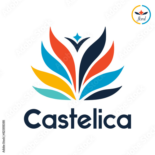 Abstract logo design for creative company with colorful leafs
