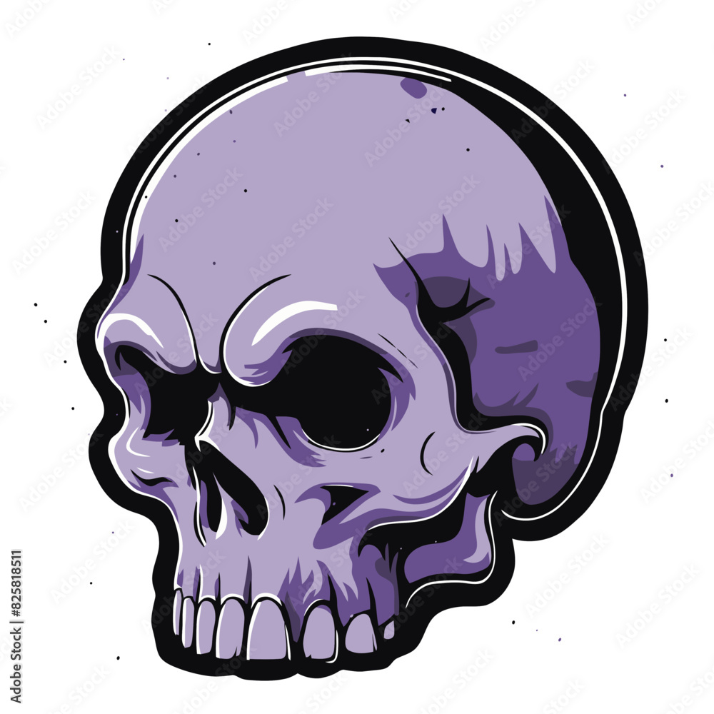 Purple skull isolated on white