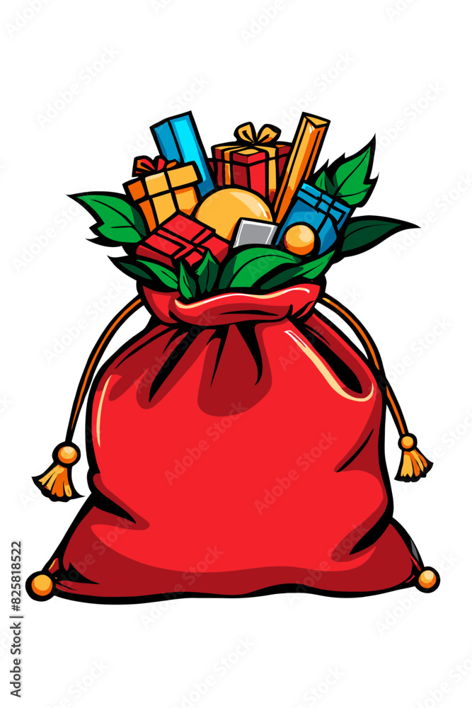 Santa's bag, cartoon vector illustration isolated on white