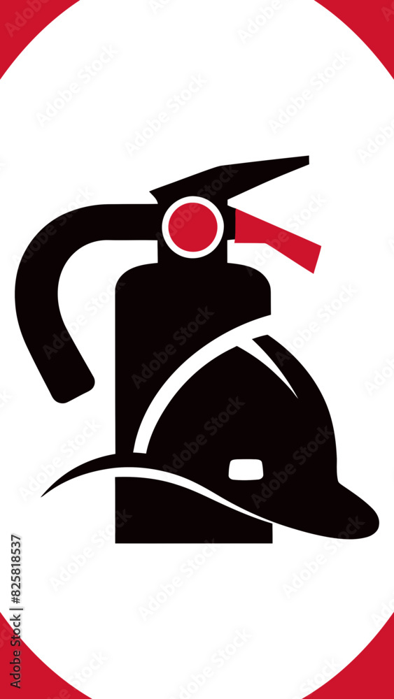 Logo design with a helmet and extinguisher