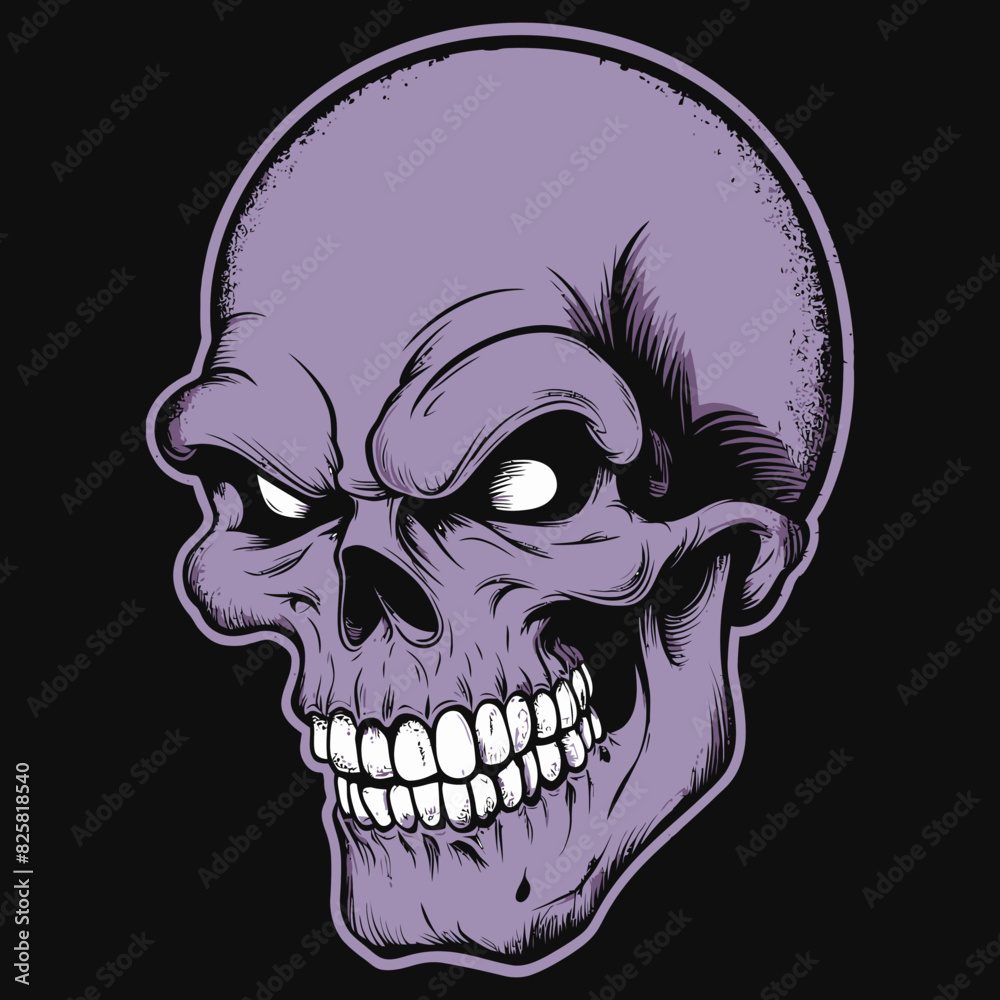 Vector illustration of a skull on black