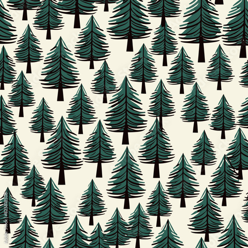 Obraz na płótnie Seamless vintage pattern with pine trees w salonie