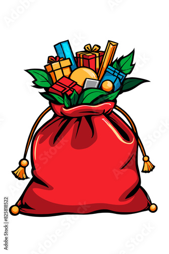 Obraz na płótnie Santa's bag, cartoon vector illustration isolated on white w salonie