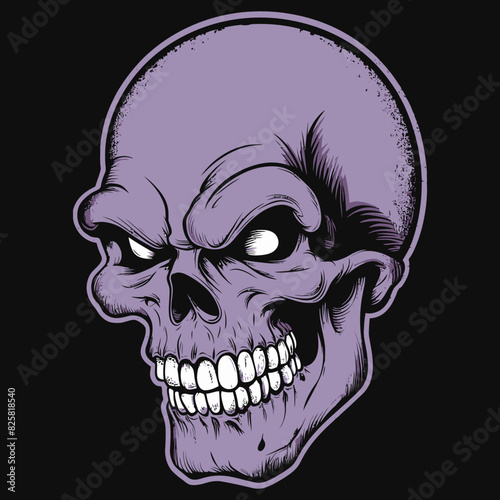 Obraz na płótnie Vector illustration of a skull on black w salonie