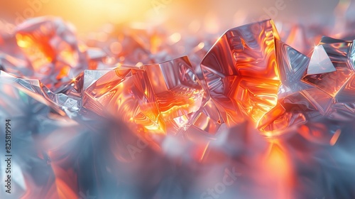 Abstract 3D Background. Translucent shapes rotate in 3D, their movement and light interplay forming a stunning kaleidoscopic display.