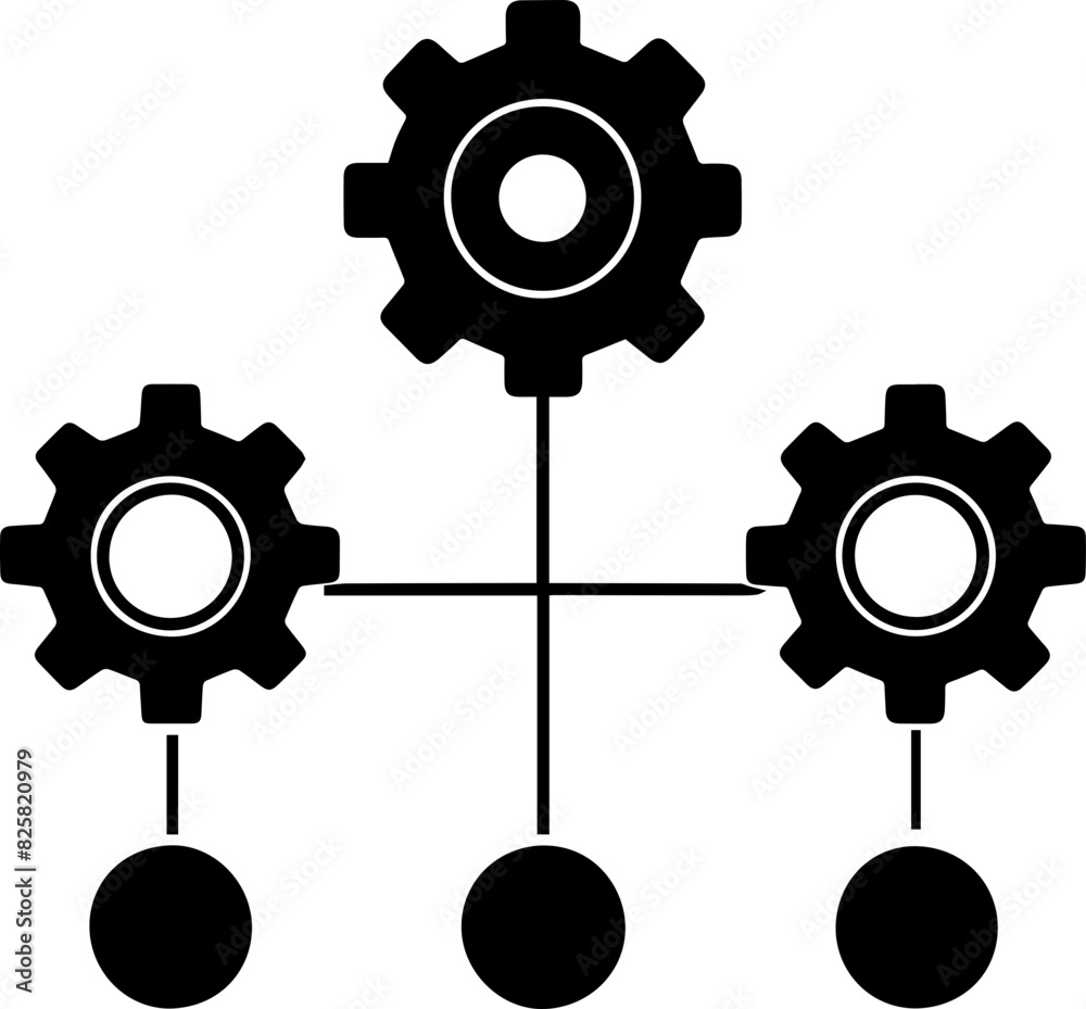 icon depicting a hierarchy of gears and nodes. icon depicting a hierarchy of gears and nodes.